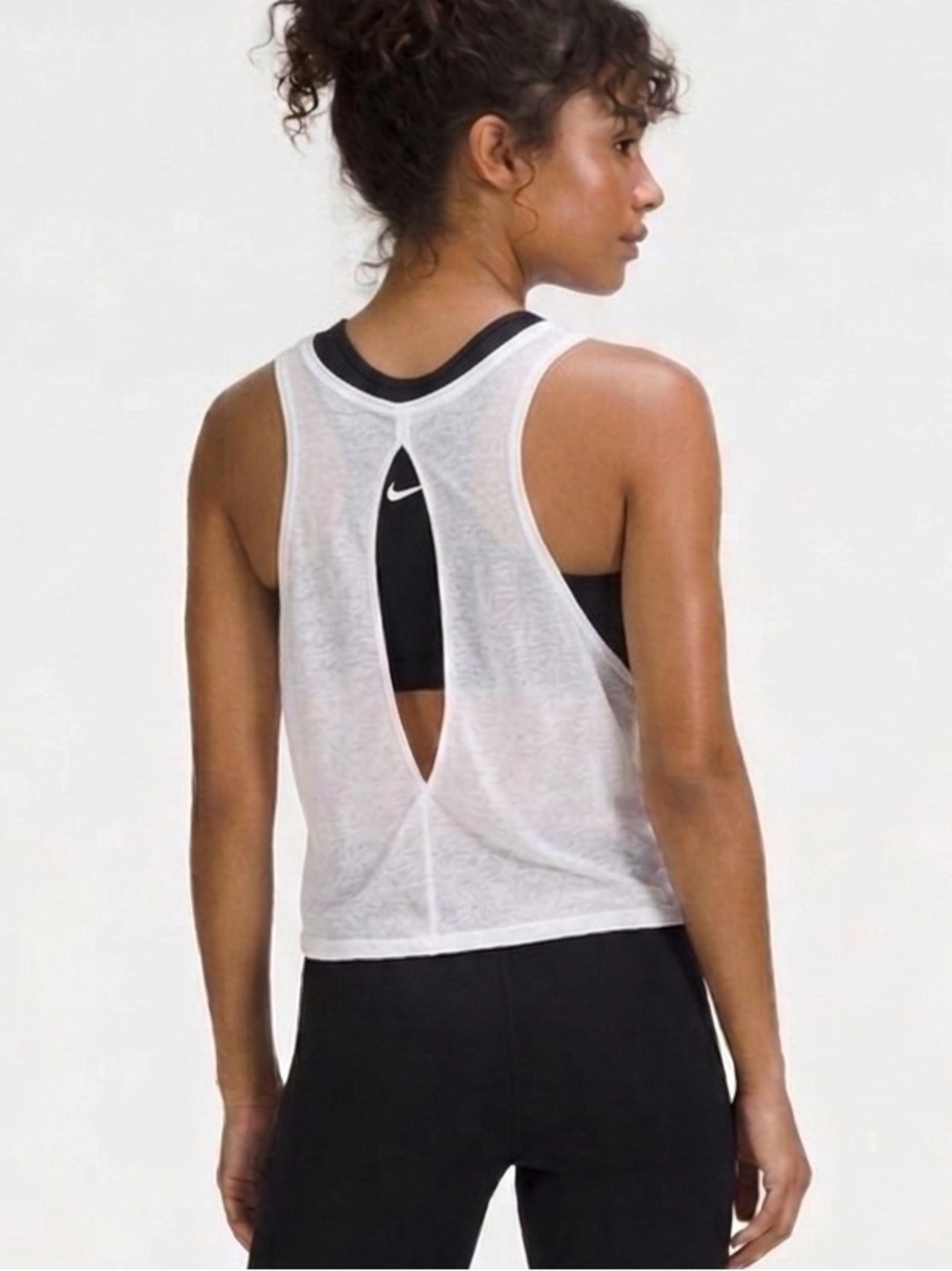 Nike Breathe Pro Inside Tank White + Black Built in Sports Bra